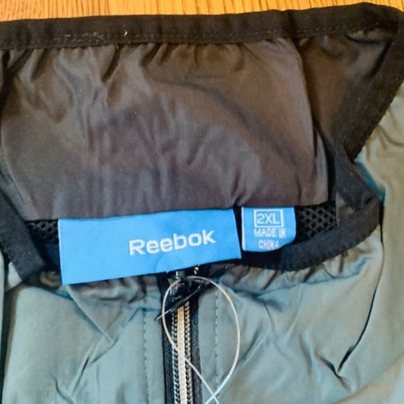 Reebok 2XL Jacket Coat Windbreaker Green Golf full zip NWT tags black fall check - Picture 3 of 6